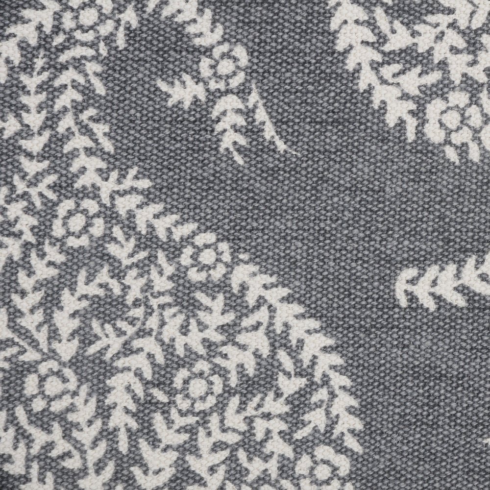 Ox Bay Hand-Woven Gray/White Paisley All-Natural Cotton Pillow Cover. Picture 2