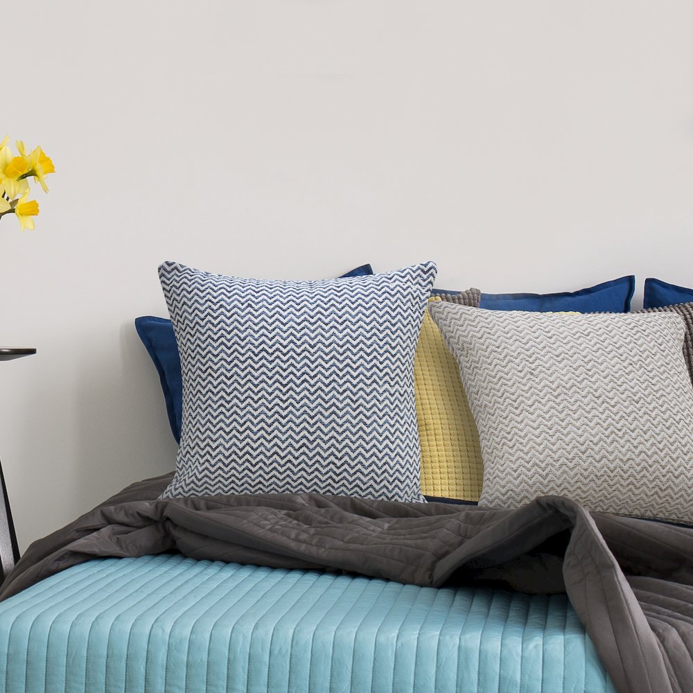 Blue and White Chevron Throw Pillow. Picture 8
