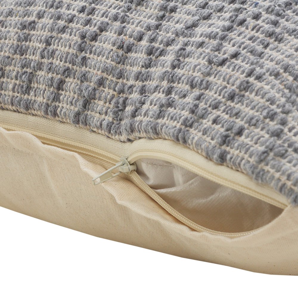 Ox Bay Hand-Woven Gray Diamond All-Natural Cotton Pillow Cover. Picture 3