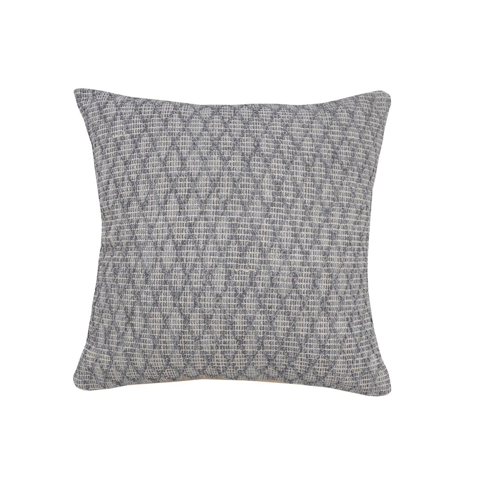 Ox Bay Hand-Woven Gray Diamond All-Natural Cotton Pillow Cover. Picture 1