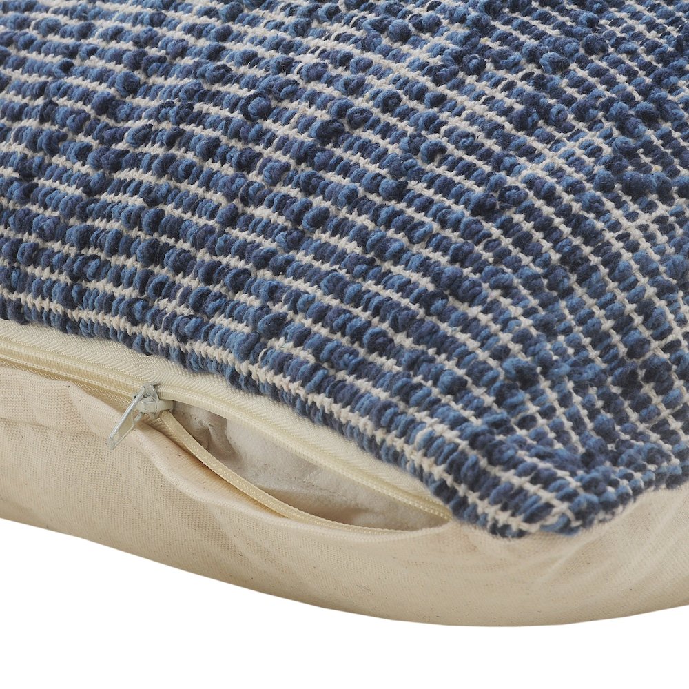 Ox Bay Hand-Woven Blue Diamond All-Natural Cotton Pillow Cover. Picture 3