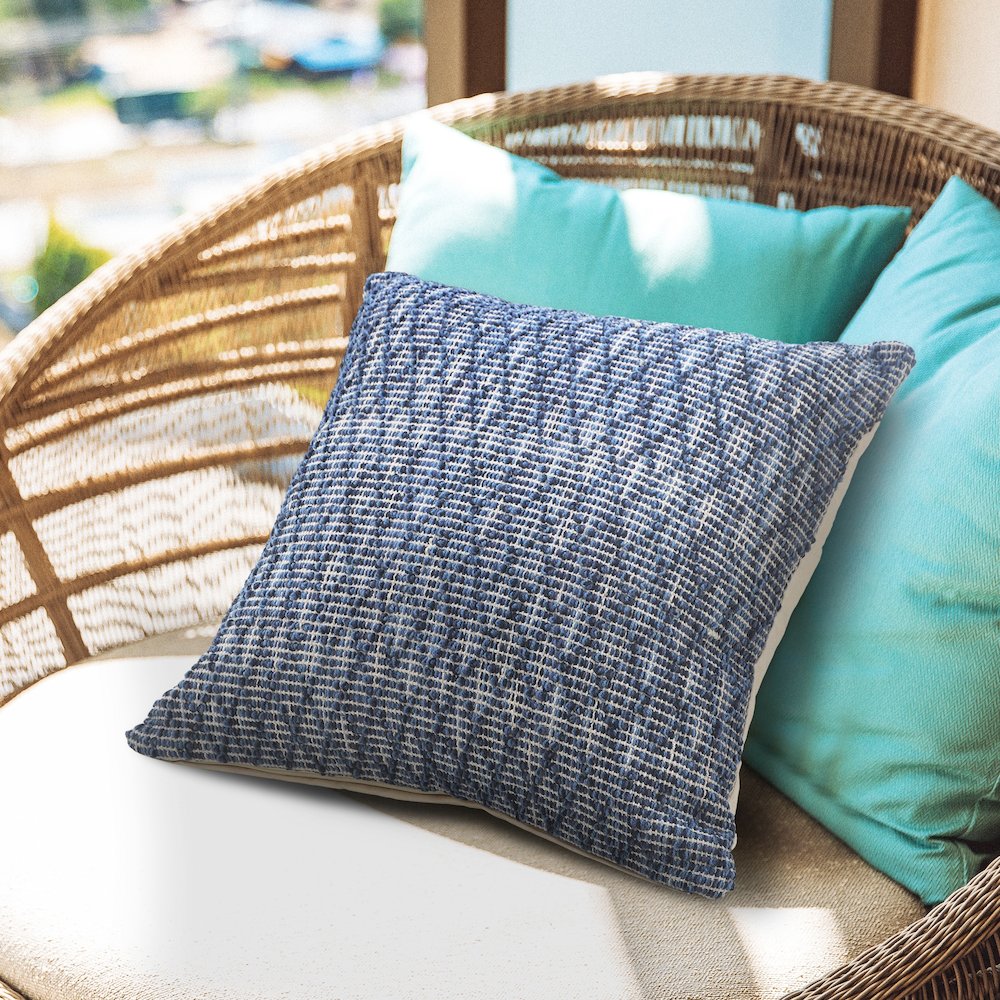 Modern Traditional Blue Diamond Geometric Throw Pillow. Picture 8