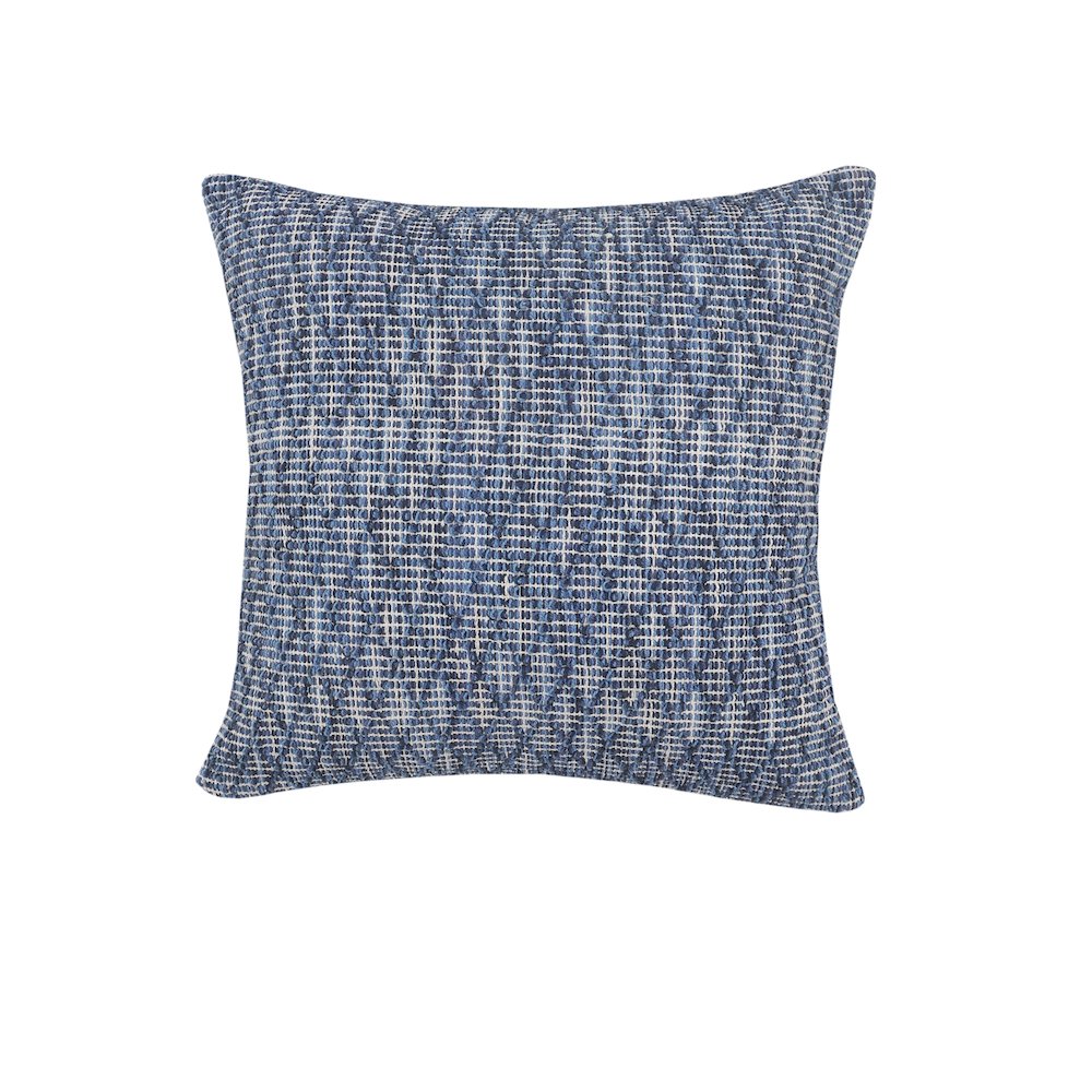 Ox Bay Hand-Woven Blue Diamond All-Natural Cotton Pillow Cover. Picture 1