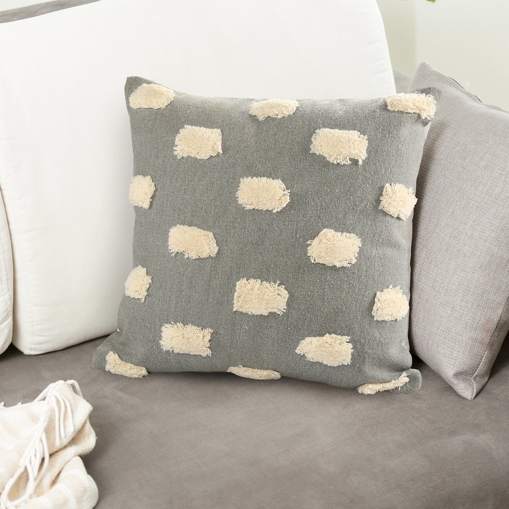 Textured Pom Pom Polka Dot Throw Pillow. Picture 8