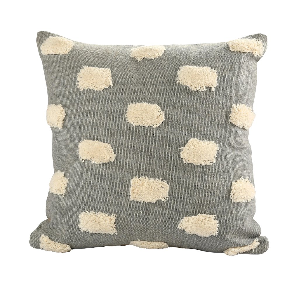 Ox Bay Hand-Woven Gray/Cream Dot All-Natural Cotton Pillow Cover. Picture 1