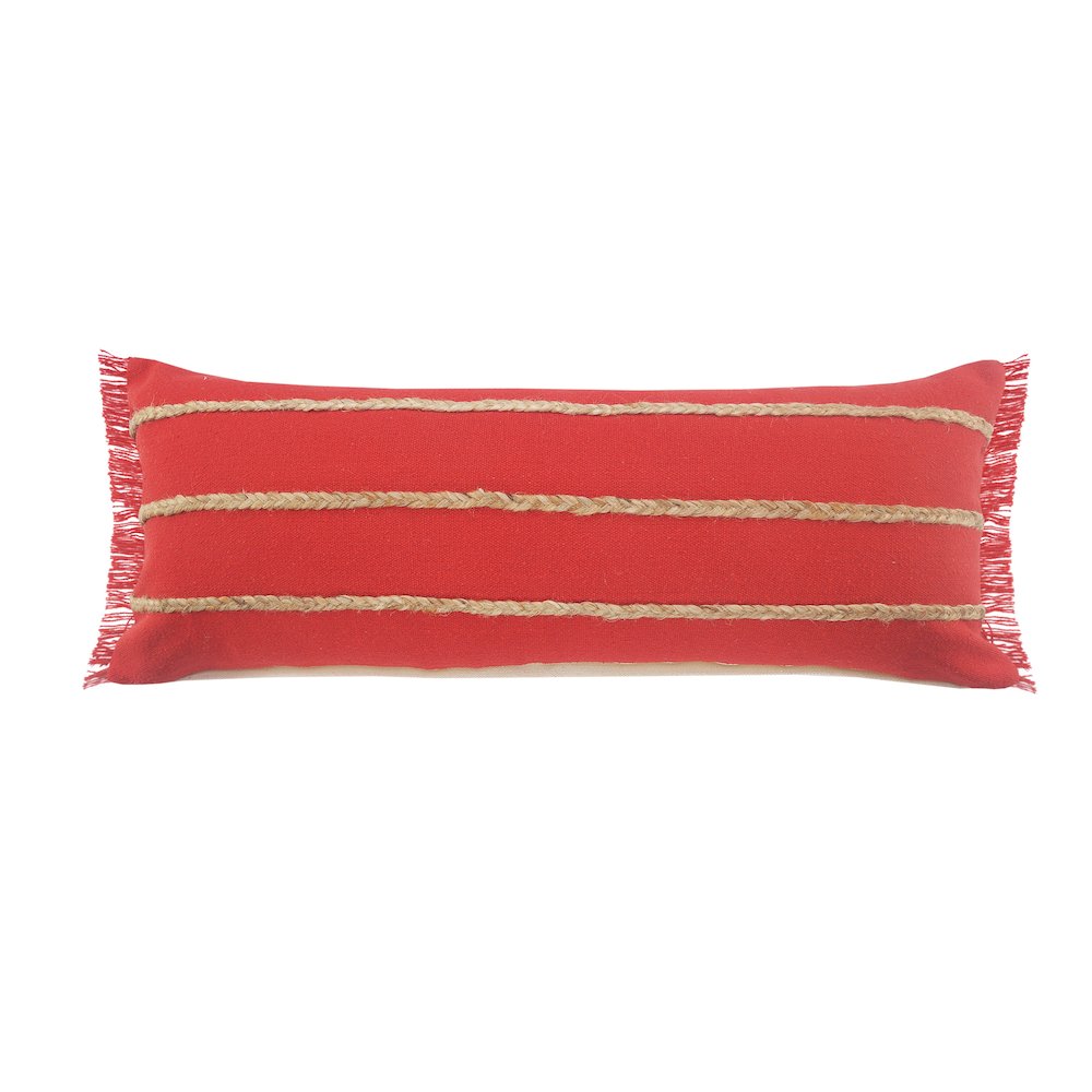 Ox Bay Red/Tan Stripe Cotton Blend Pillow Cover. Picture 1