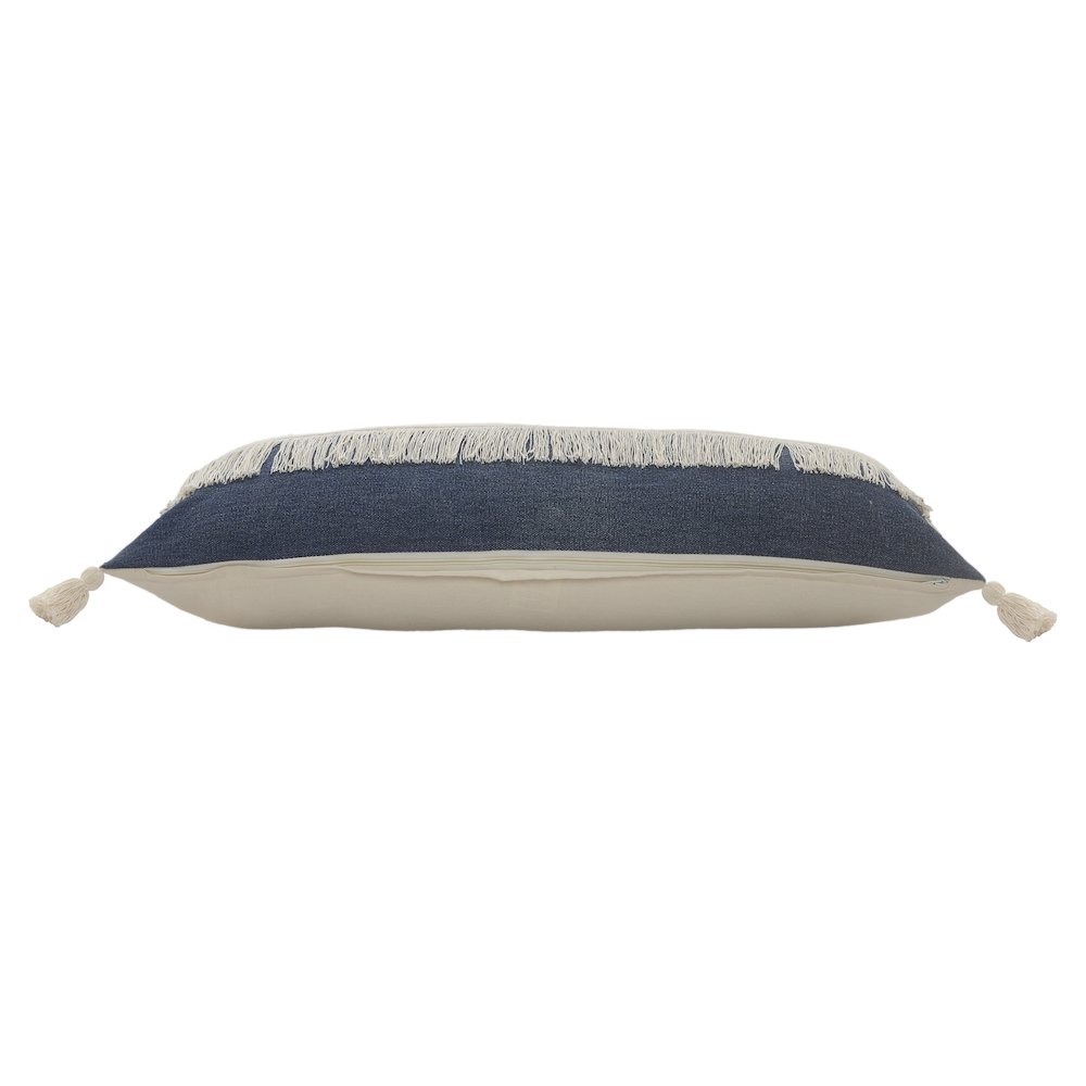 Ox Bay Blue/White Color Block All-Natural Cotton Pillow Cover. Picture 4