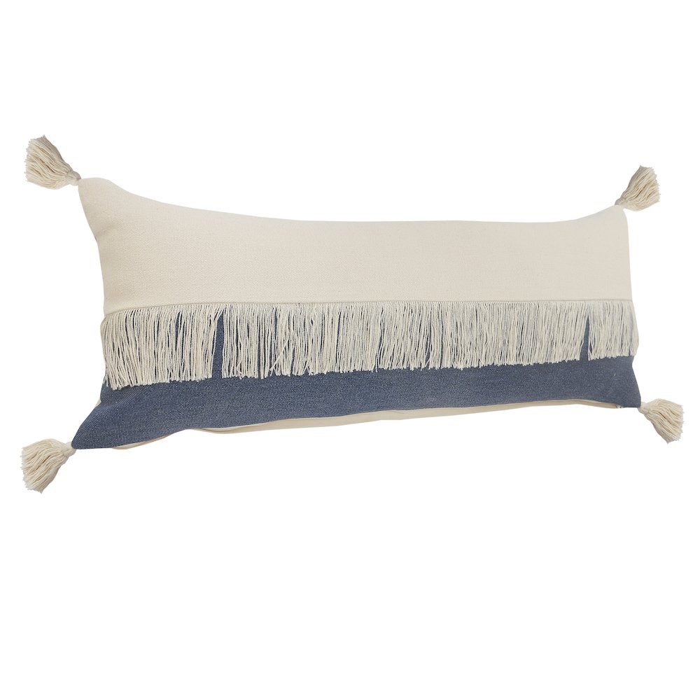 Ox Bay Blue/White Color Block All-Natural Cotton Pillow Cover. Picture 5
