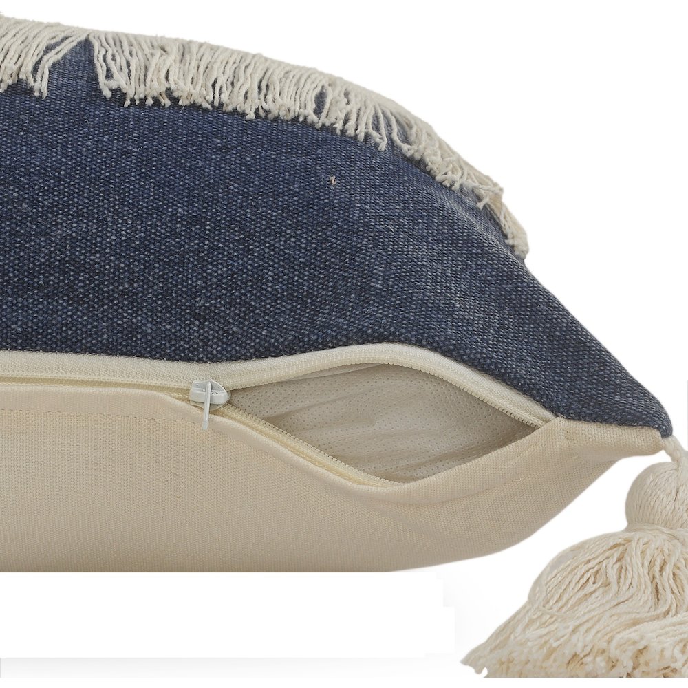 Ox Bay Blue/White Color Block All-Natural Cotton Pillow Cover. Picture 3