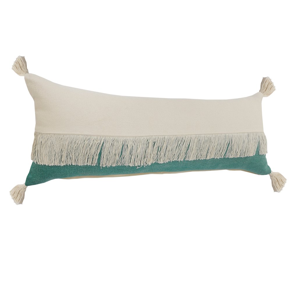 Ox Bay Green/White Color Block All-Natural Cotton Pillow Cover. Picture 5
