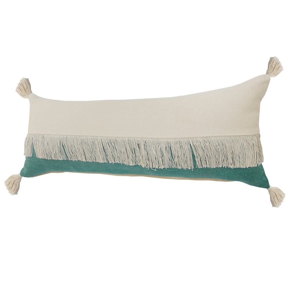 Ox Bay Green/White Color Block All-Natural Cotton Pillow Cover. Picture 6