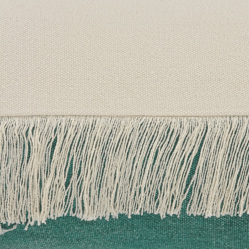 Ox Bay Green/White Color Block All-Natural Cotton Pillow Cover. Picture 2