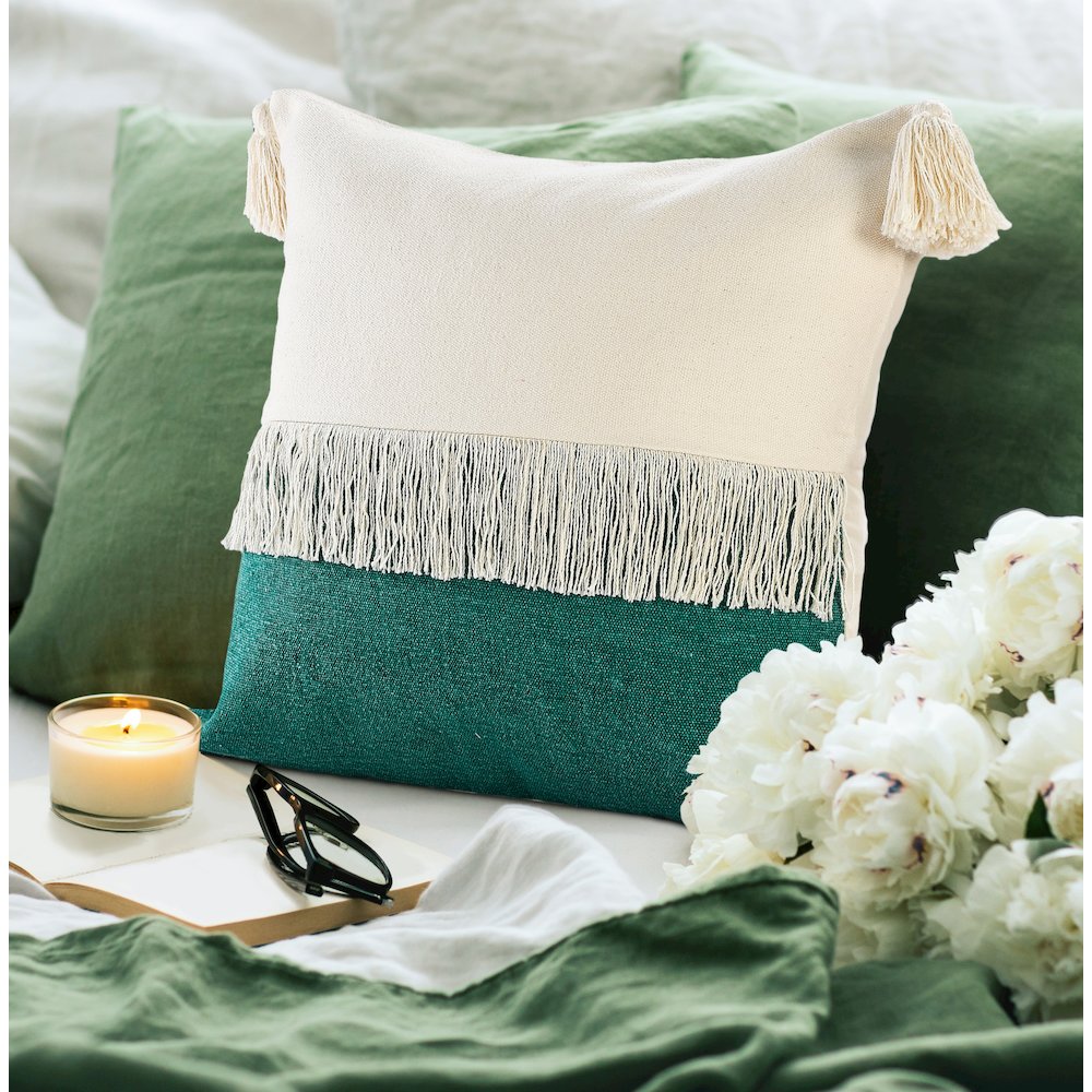Fringe Festival Green Color Block Throw Pillow. Picture 8