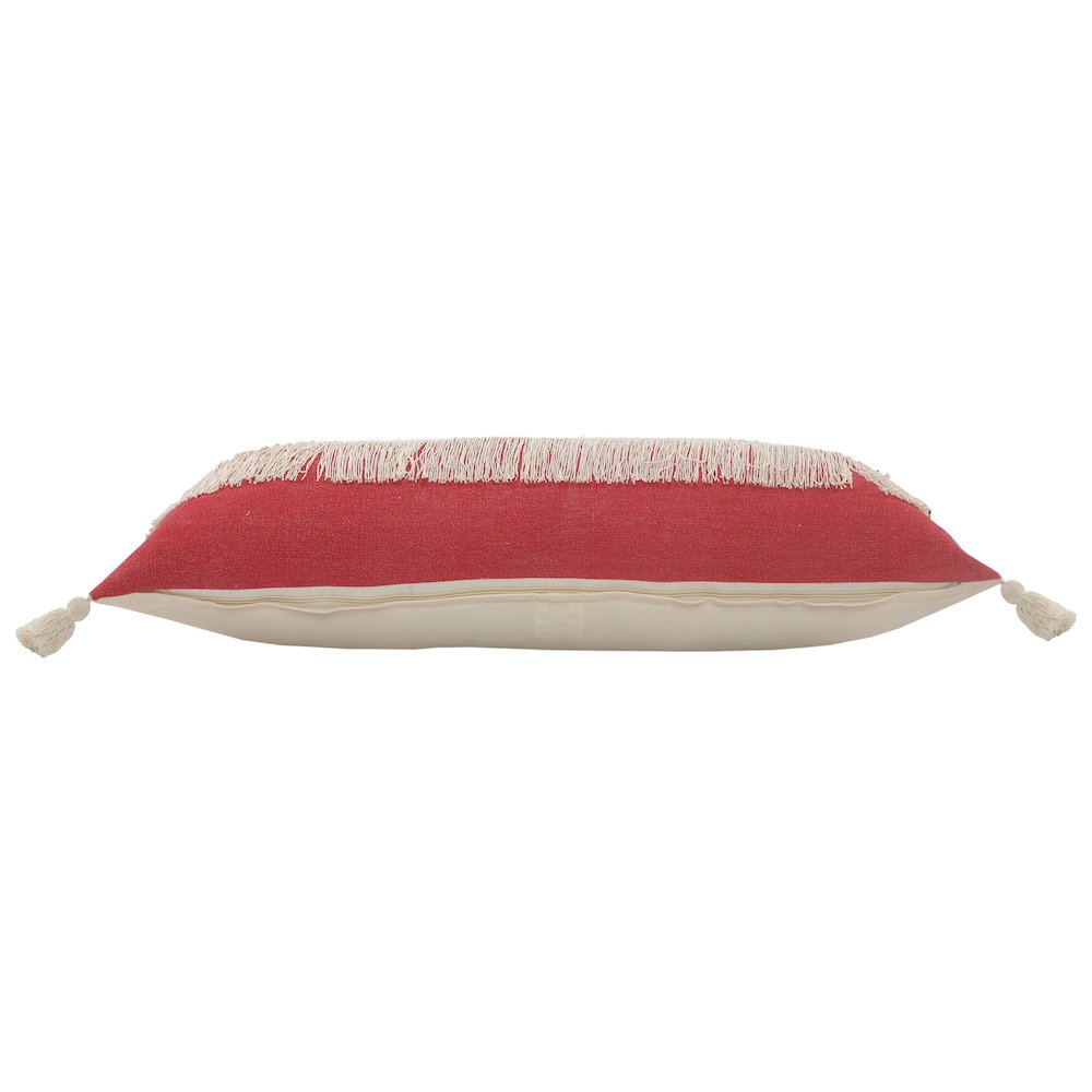 Ox Bay Red/White Color Block All-Natural Cotton Pillow Cover. Picture 4