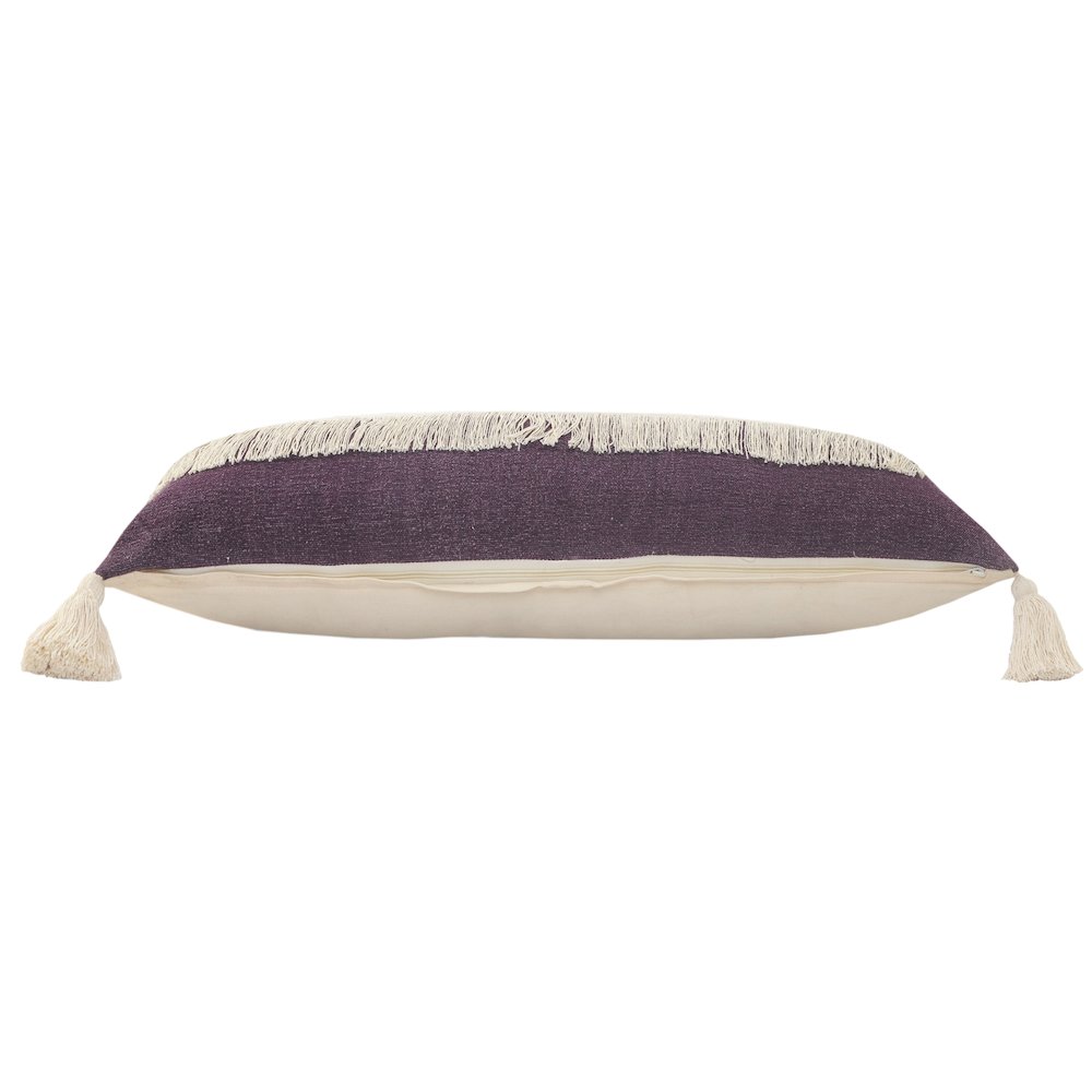 Ox Bay Purple/White Color Block All-Natural Cotton Pillow Cover. Picture 4