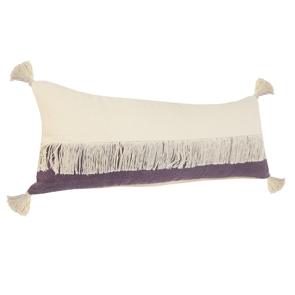 Ox Bay Purple/White Color Block All-Natural Cotton Pillow Cover. Picture 5
