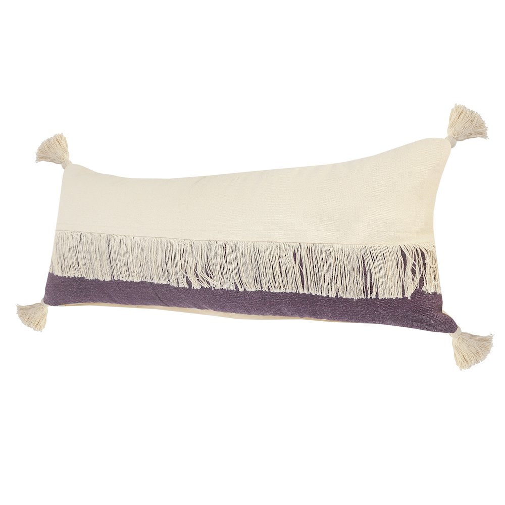 Ox Bay Purple/White Color Block All-Natural Cotton Pillow Cover. Picture 6