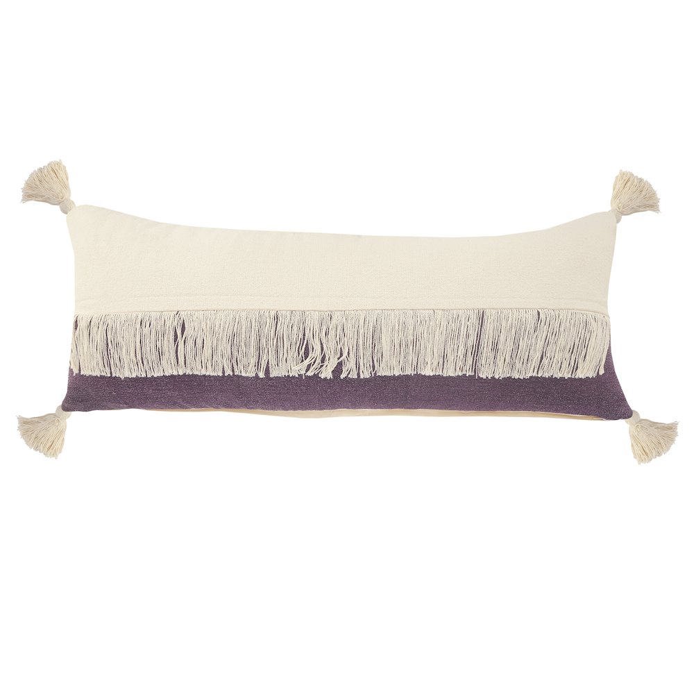 Ox Bay Purple/White Color Block All-Natural Cotton Pillow Cover. Picture 1