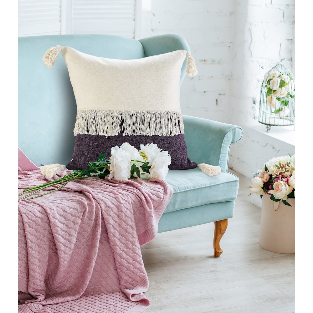 Fringe Festival Purple Color Block Throw Pillow. Picture 8