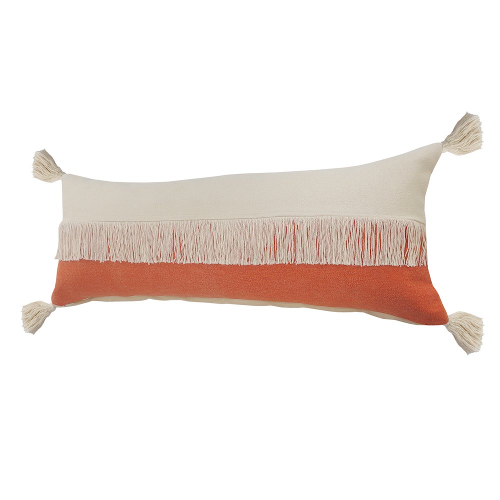 Ox Bay Orange/White Color Block All-Natural Cotton Pillow Cover. Picture 6
