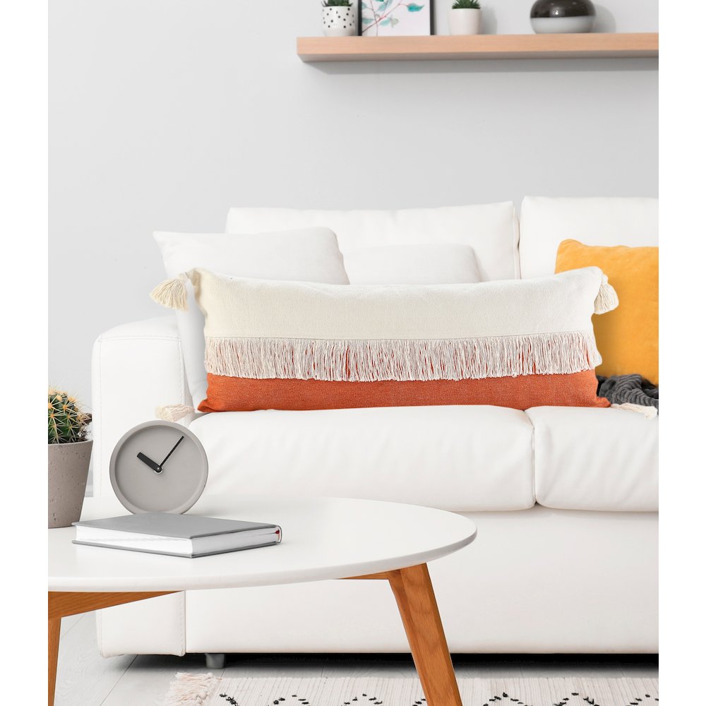 Fringe Festival Orange Color Block Lumbar Throw Pillow. Picture 8