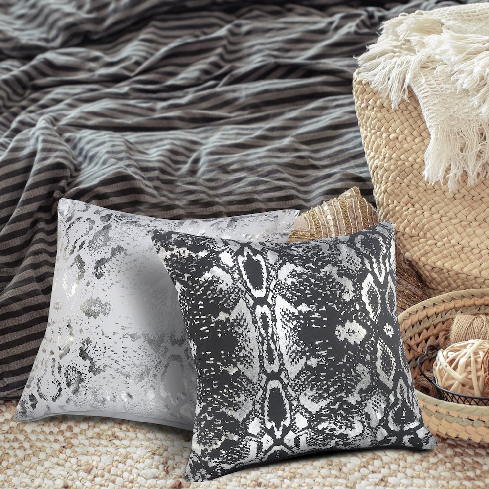 Metallic Snakeskin Throw Pillow. Picture 8