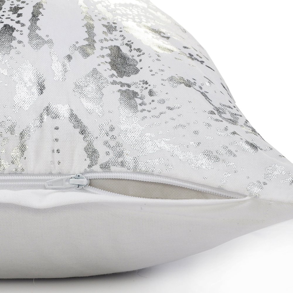 Ox Bay White/Silver Animal All-Natural Cotton Pillow Cover. Picture 3