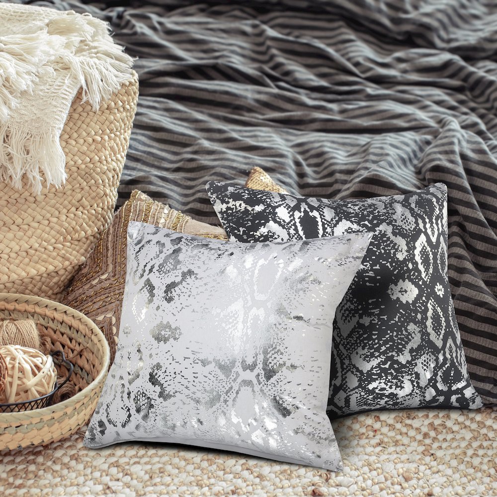 Metallic Snakeskin Throw Pillow. Picture 8