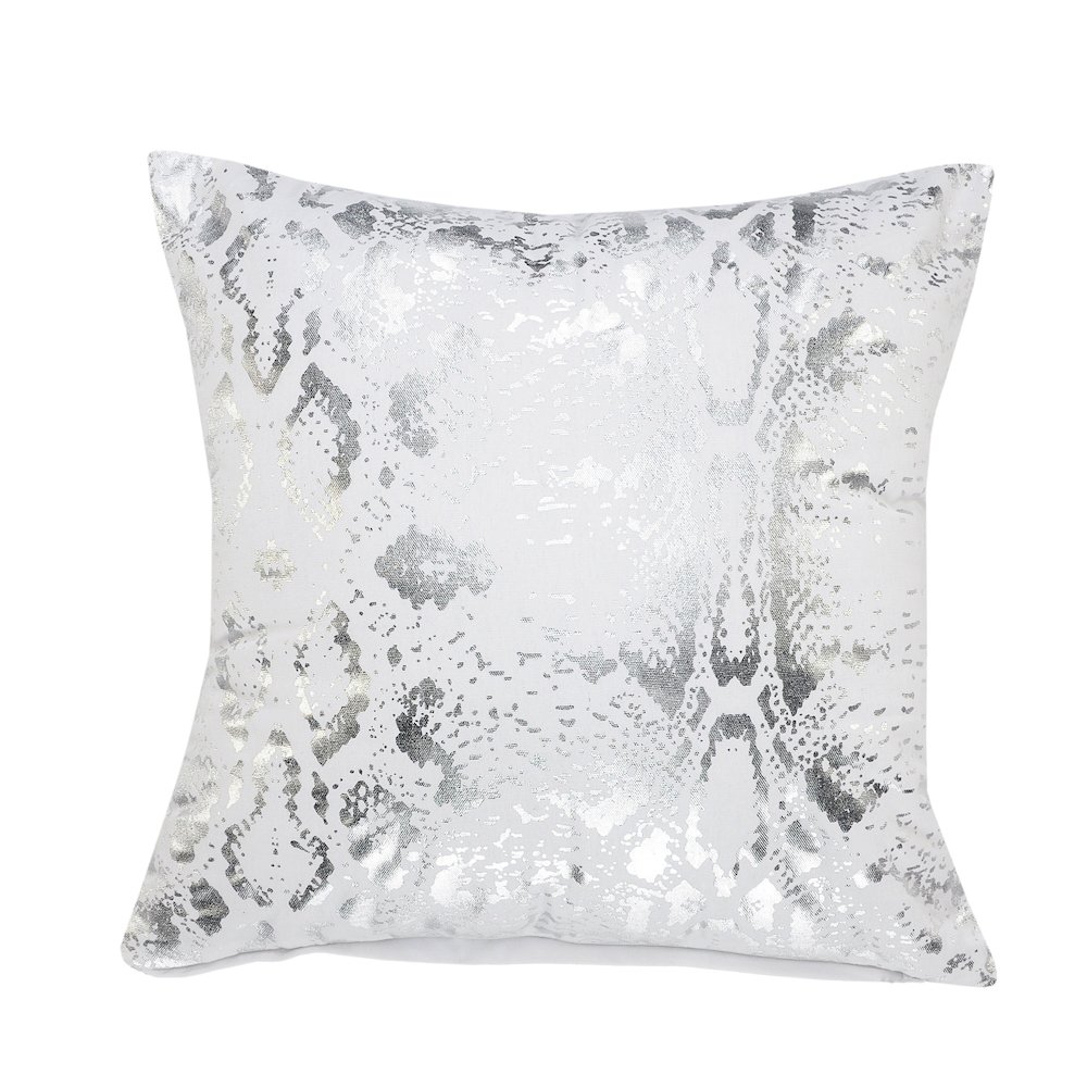 Ox Bay White/Silver Animal All-Natural Cotton Pillow Cover. Picture 1