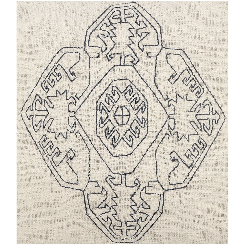 Ox Bay White/Blue Medallion All-Natural Cotton Pillow Cover. Picture 2