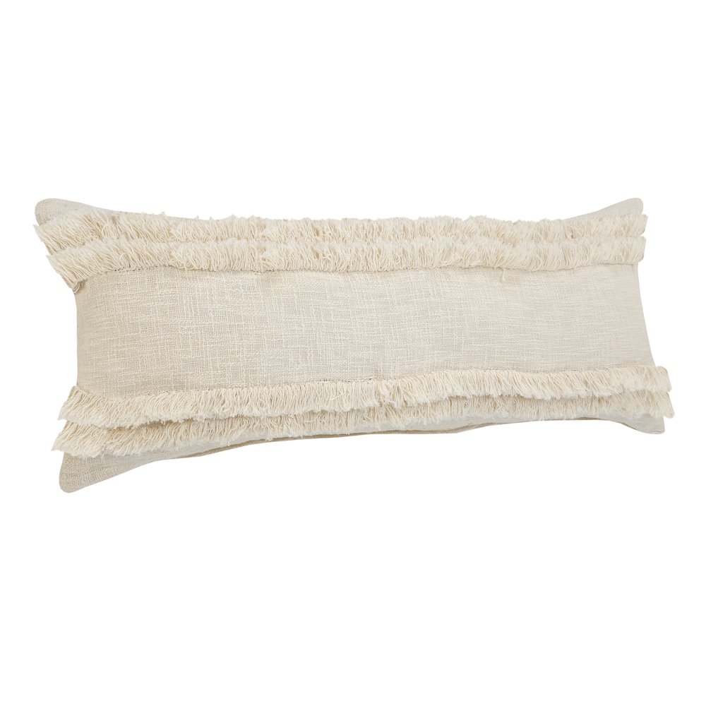 Beverly Fringed Solid Lumbar Throw Pillow. Picture 5