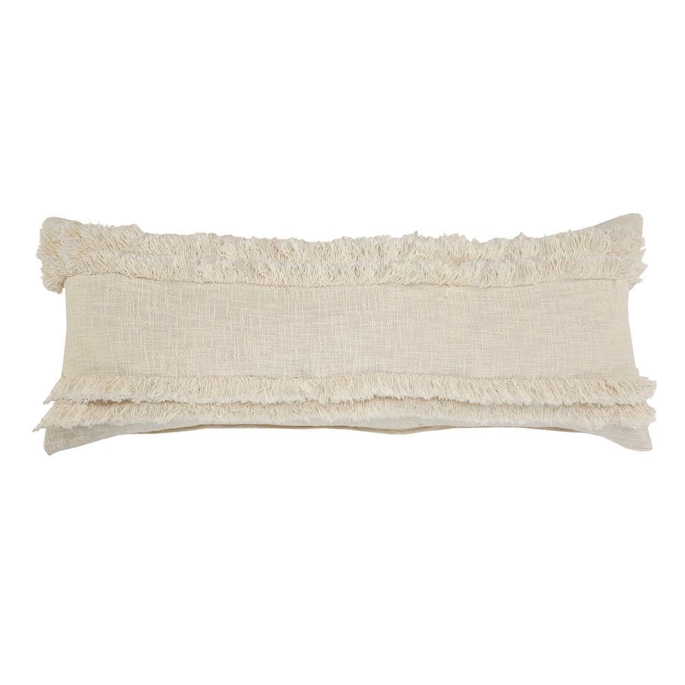 Beverly Fringed Solid Lumbar Throw Pillow. Picture 1