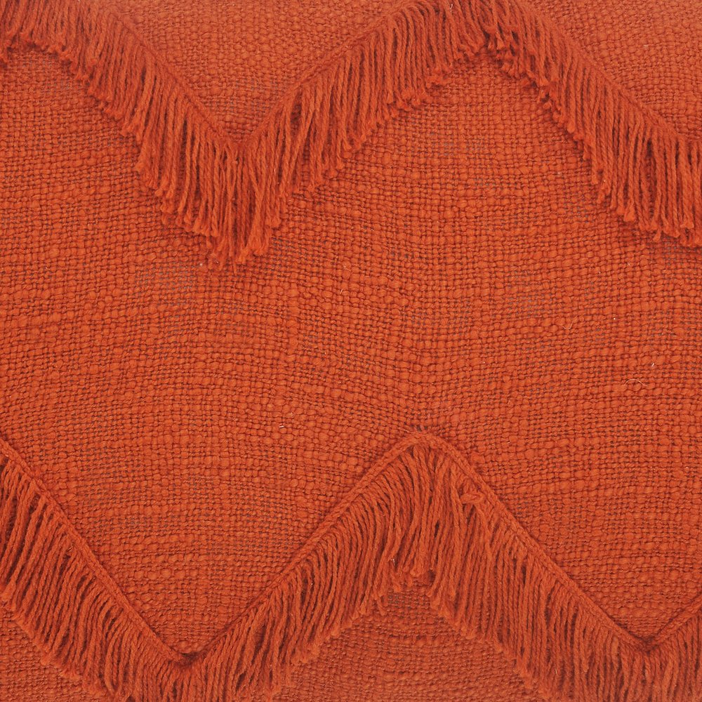 Solid Cinnamon Chevron Shag Lumbar Throw Pillow. Picture 2