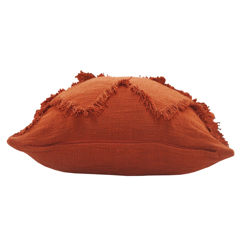 Solid Cinnamon Chevron Shag Throw Pillow. Picture 4