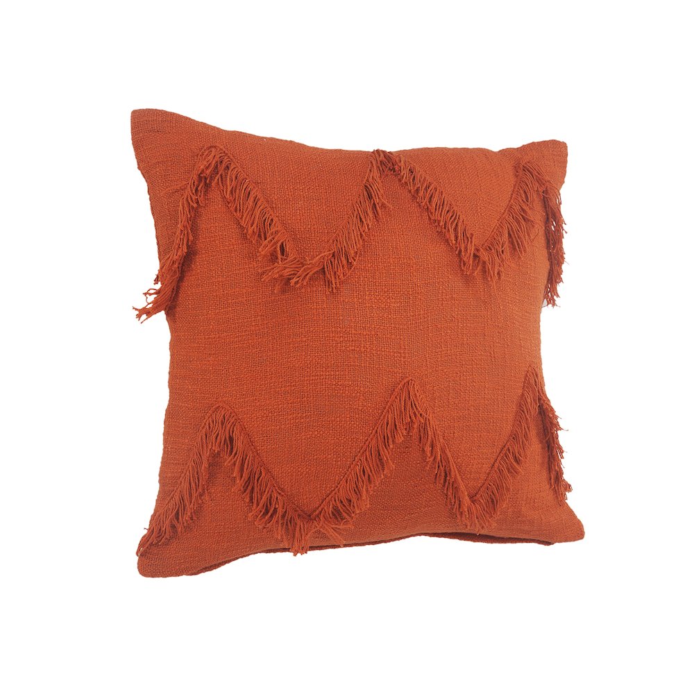 Solid Cinnamon Chevron Shag Throw Pillow. Picture 5