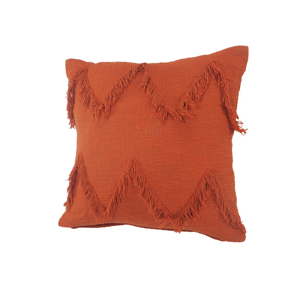 Solid Cinnamon Chevron Shag Throw Pillow. Picture 6