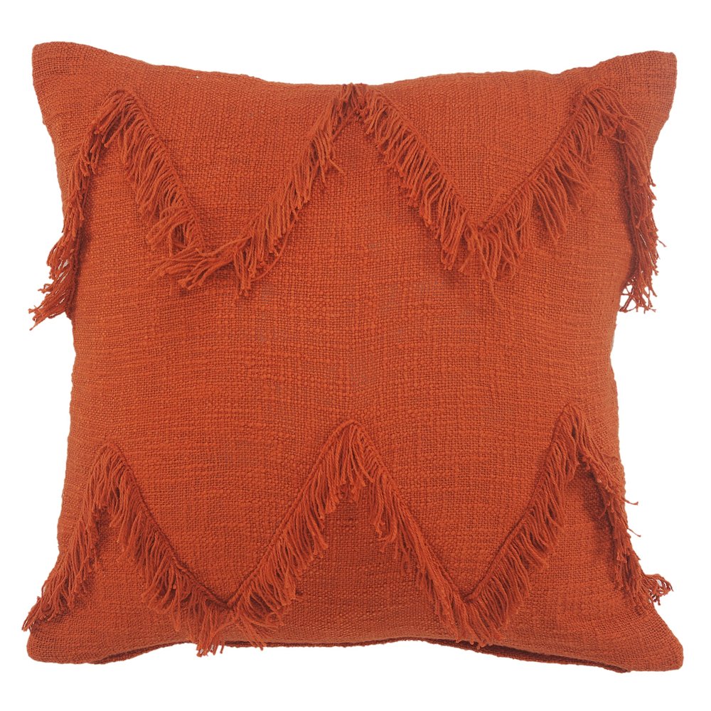 Solid Cinnamon Chevron Shag Throw Pillow. Picture 1