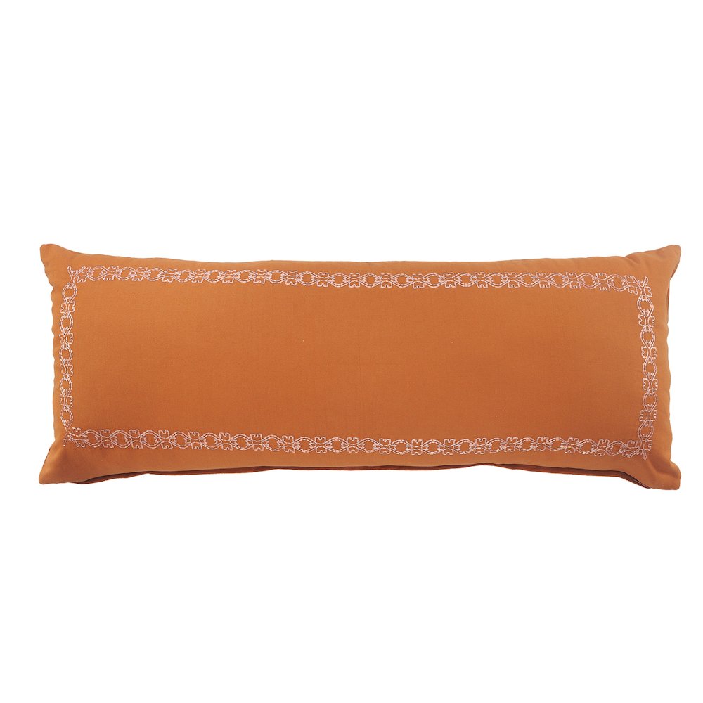 Dainty and Delicate Embroidered Border Lumbar Throw Pillow. Picture 1