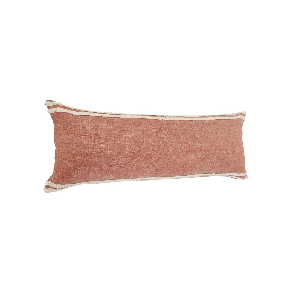 Ox Bay Brown/White Bordered All-Natural Cotton Pillow Cover. Picture 5