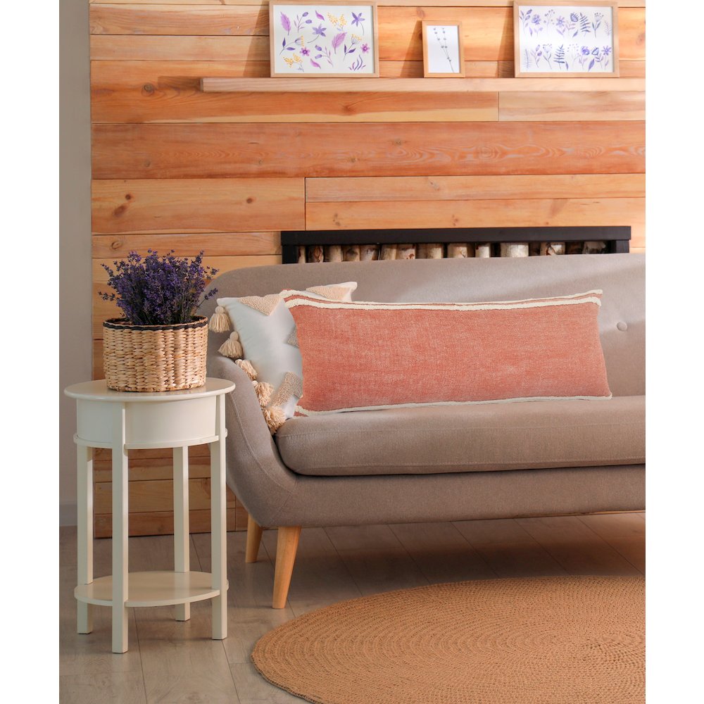 Soft Striped Cinnamon Lumbar Throw Pillow. Picture 8