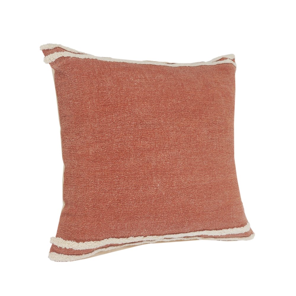 Ox Bay Brown/White Bordered All-Natural Cotton Pillow Cover. Picture 5