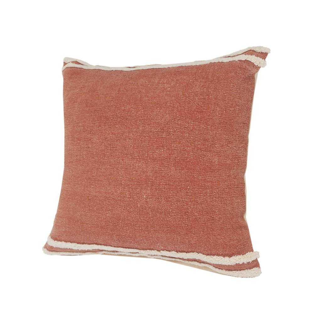 Ox Bay Brown/White Bordered All-Natural Cotton Pillow Cover. Picture 6