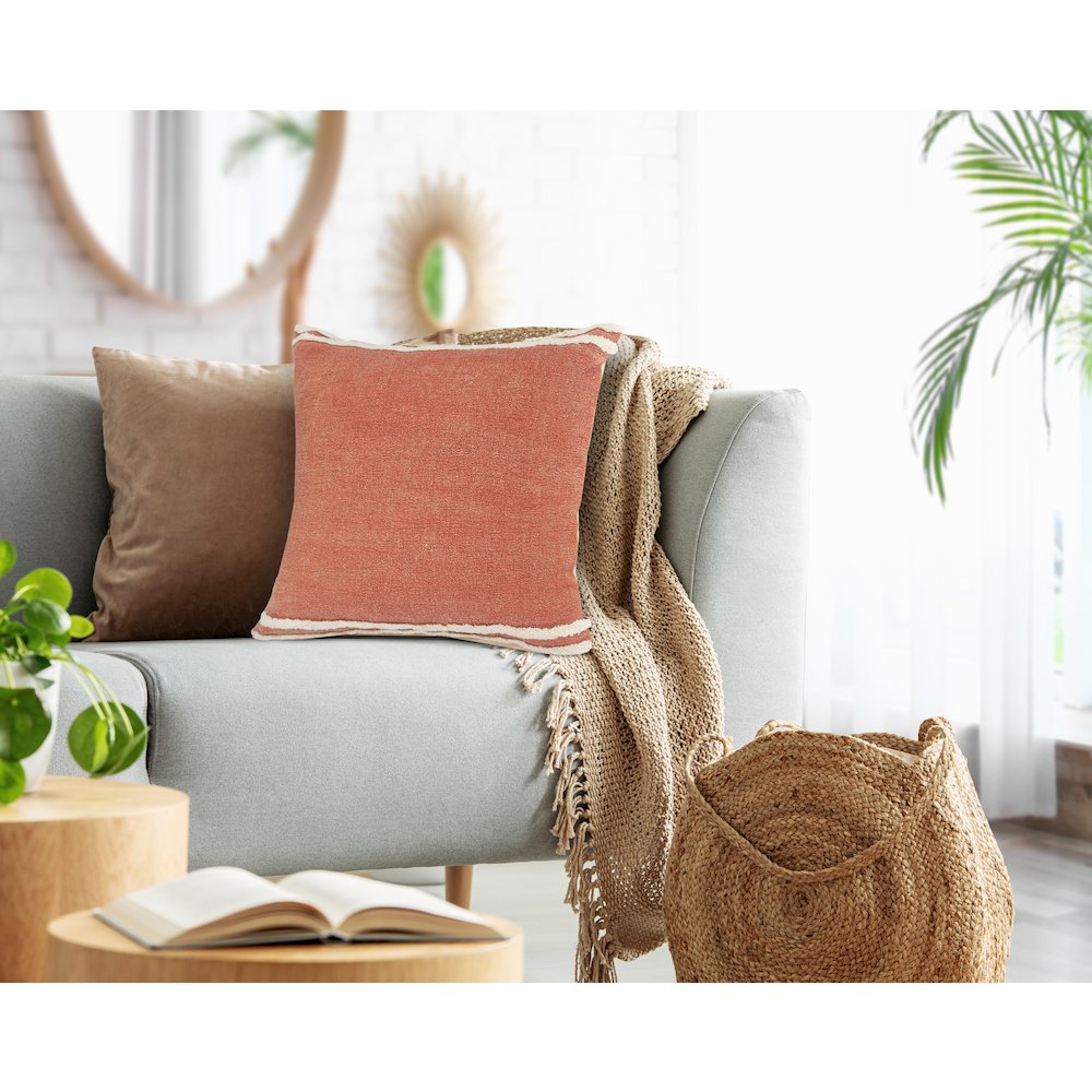 Soft Striped Cinnamon Throw Pillow. Picture 8