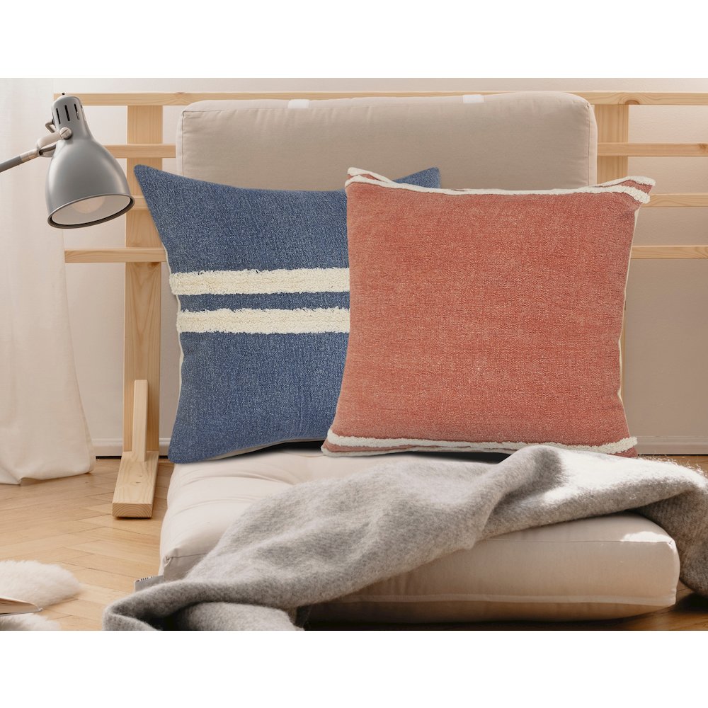 Ox Bay Brown/White Bordered All-Natural Cotton Pillow Cover. Picture 8