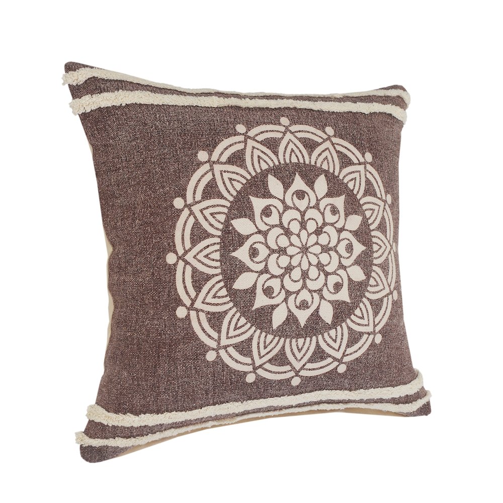 Ox Bay Brown/White Medallion All-Natural Cotton Pillow Cover. Picture 5