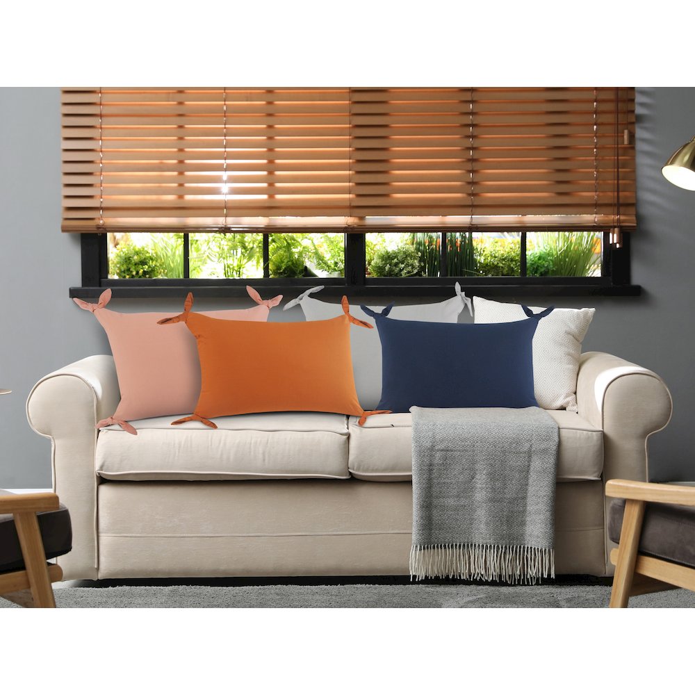 Aisha Cotton Pillow Set of 2 in Orange, 16" x 24". Picture 8