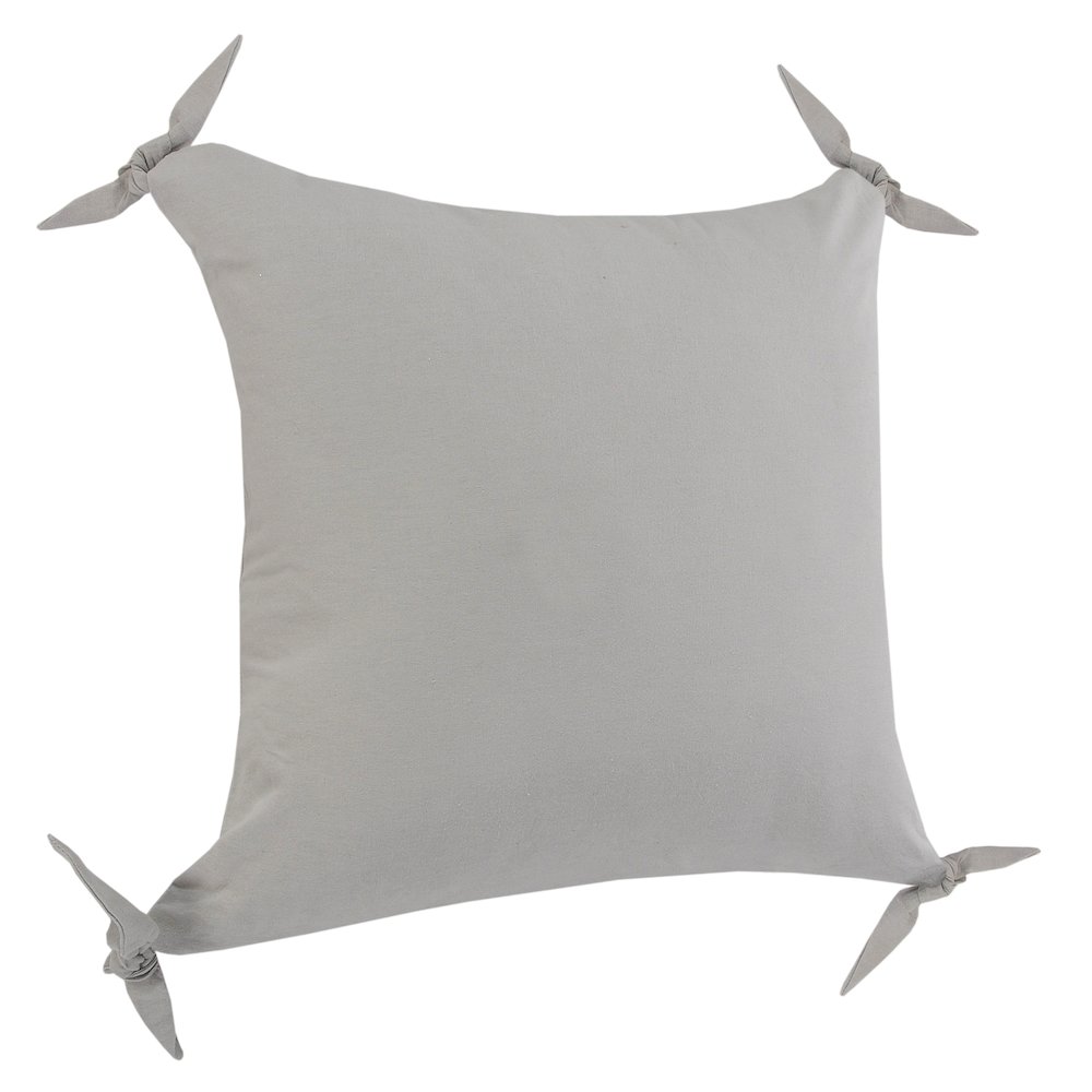 Solid Gray Corner Tie Throw Pillow. Picture 4