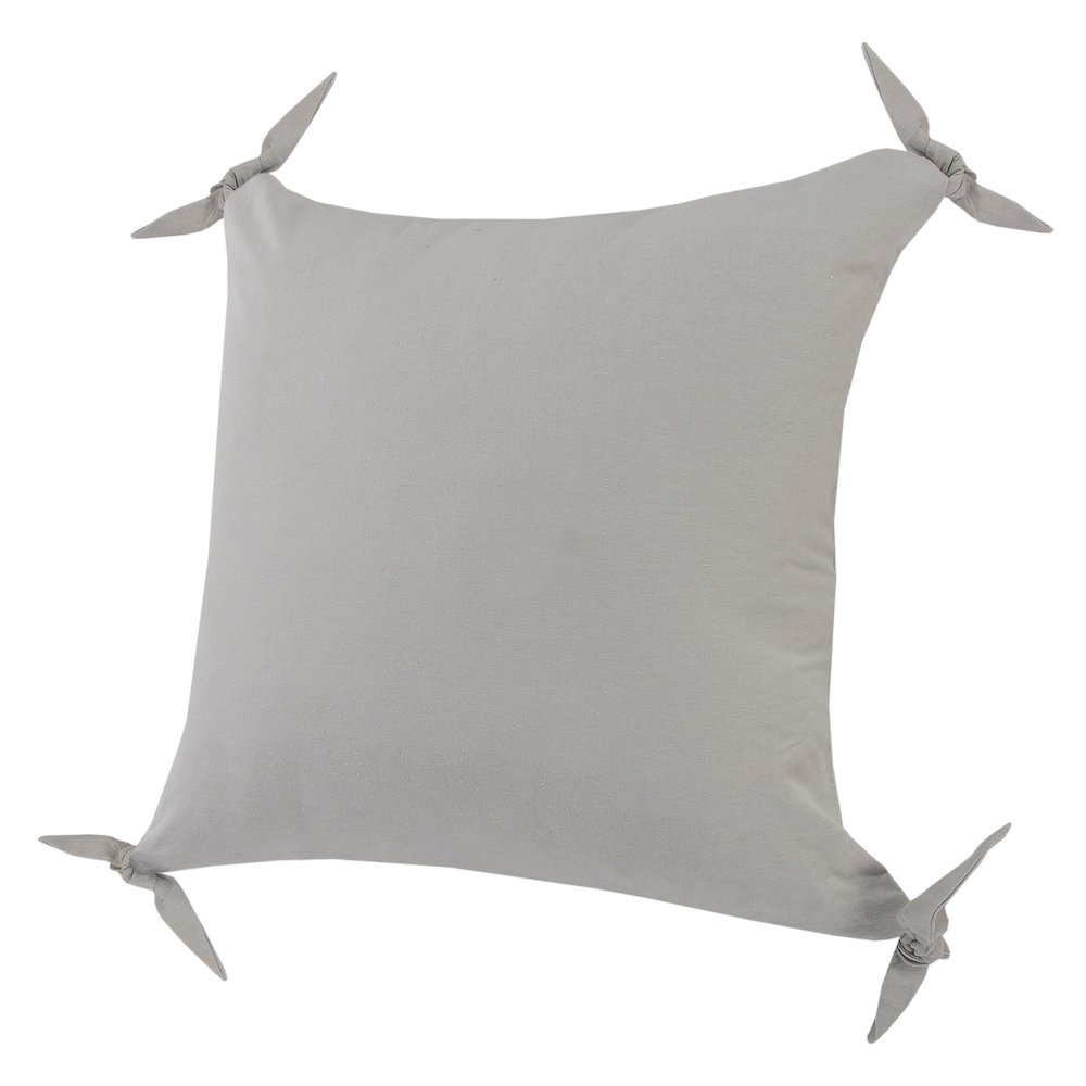 Solid Gray Corner Tie Throw Pillow. Picture 5