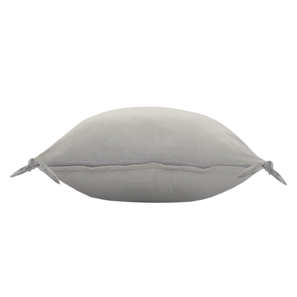 Solid Gray Corner Tie Throw Pillow. Picture 6