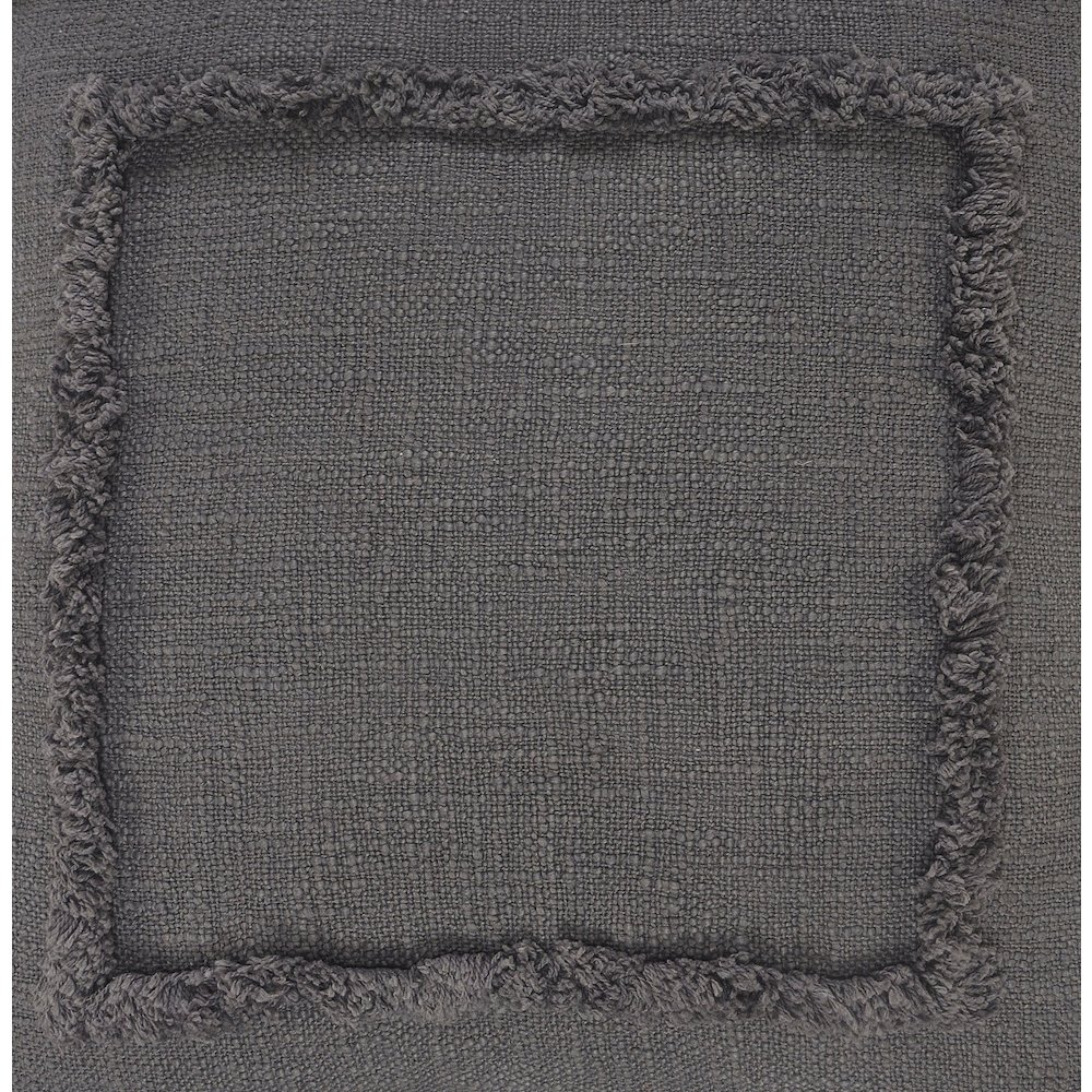 Ox Bay Gray Bordered All-Natural Cotton Pillow Cover. Picture 2